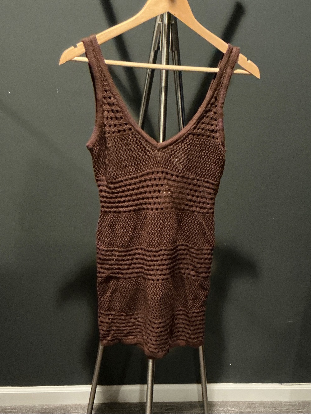 Shade & Shore Brown Crochet Swim Coverup Tank